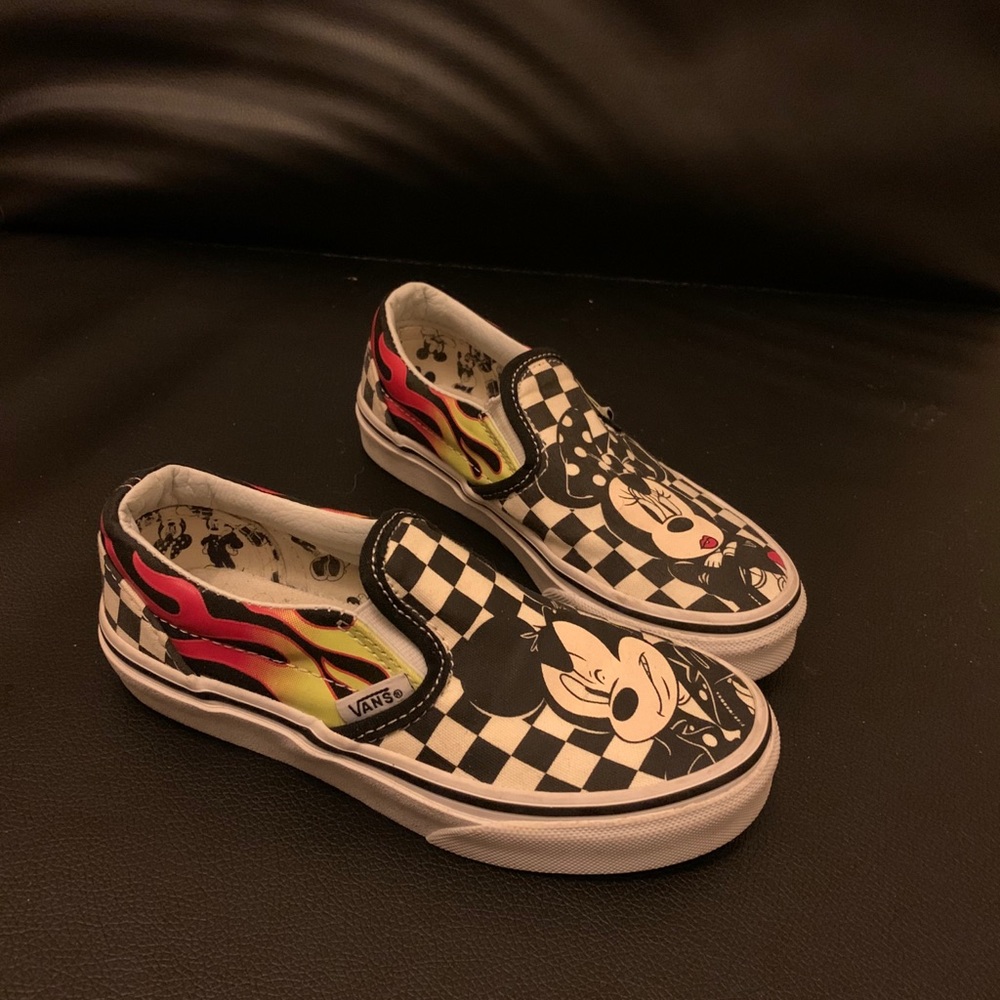 Mickey mouse fire slip on vans